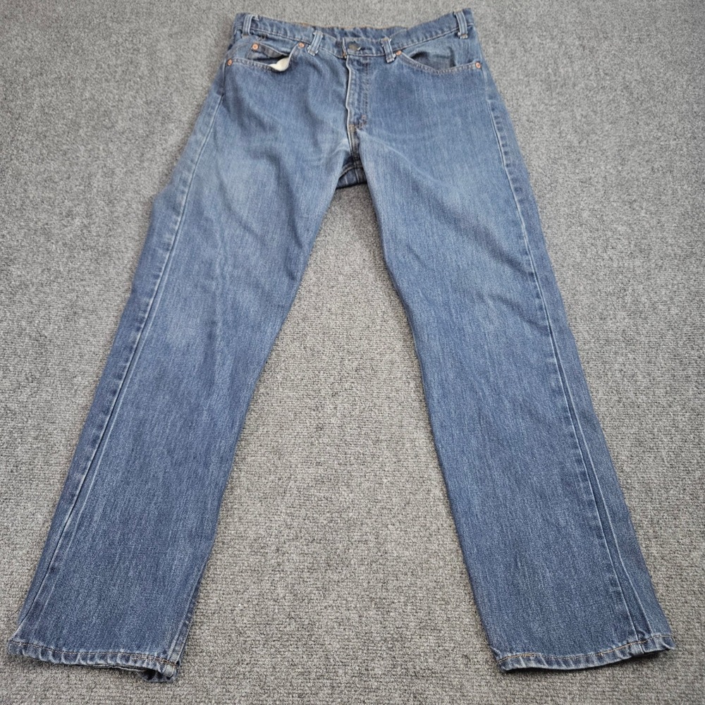 Vintage Levis 505 Jeans Mens 34x32 Blue Orange Tab Talon Straight 70s 80s USA
